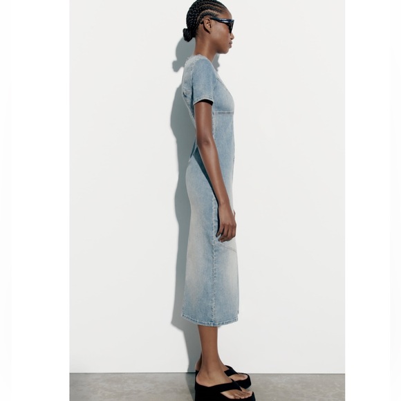 Zara TRF DENIM MIDI DRESS - Picture 8 of 14